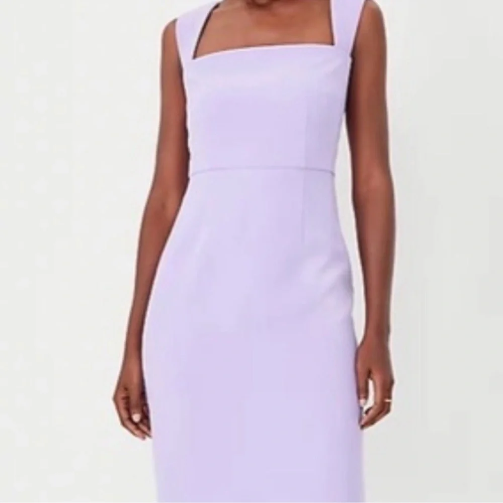 Ann Taylor Lavender Square-Neck Sheath Dress - Picture 4 of 10